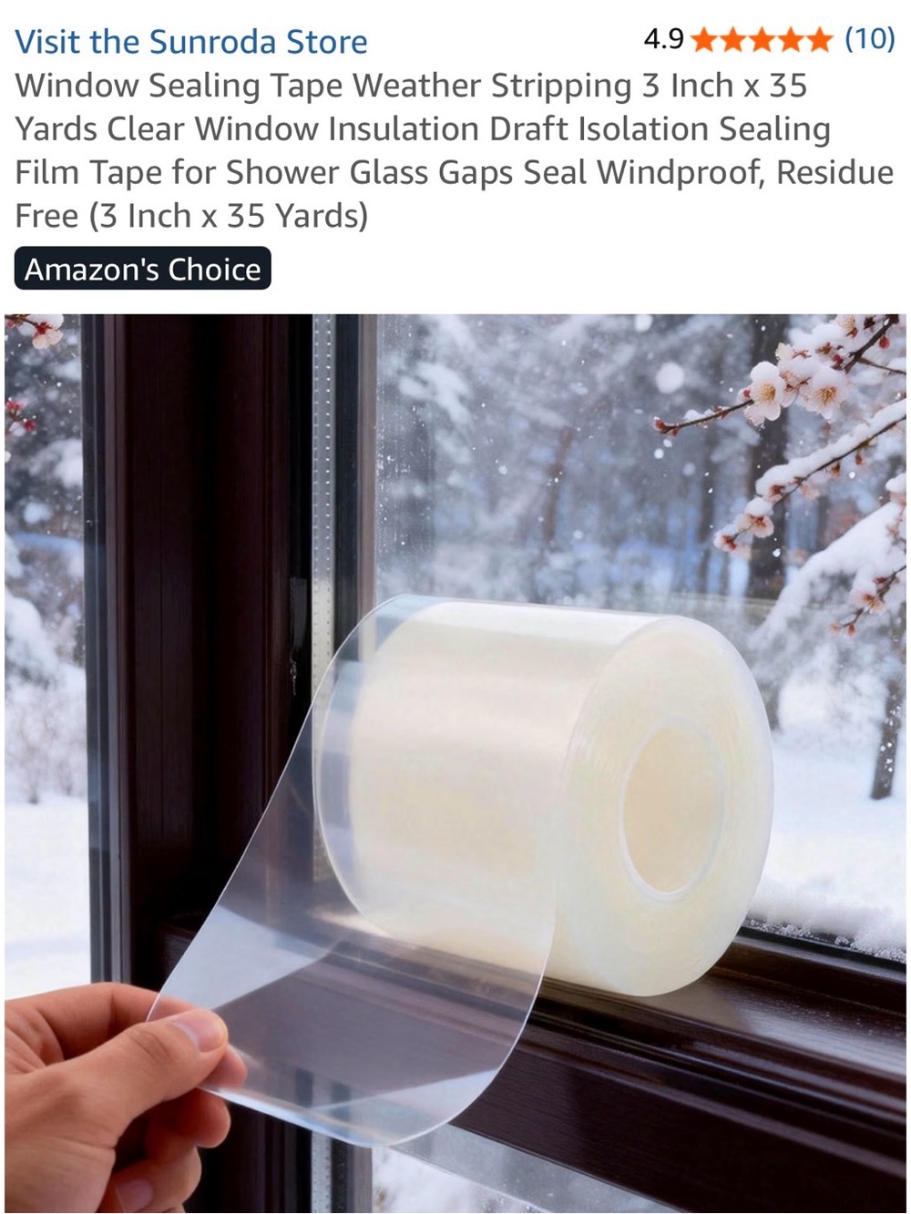 Clear Window Sealing Tape - Weatherproof Draft Insulation (Clear)